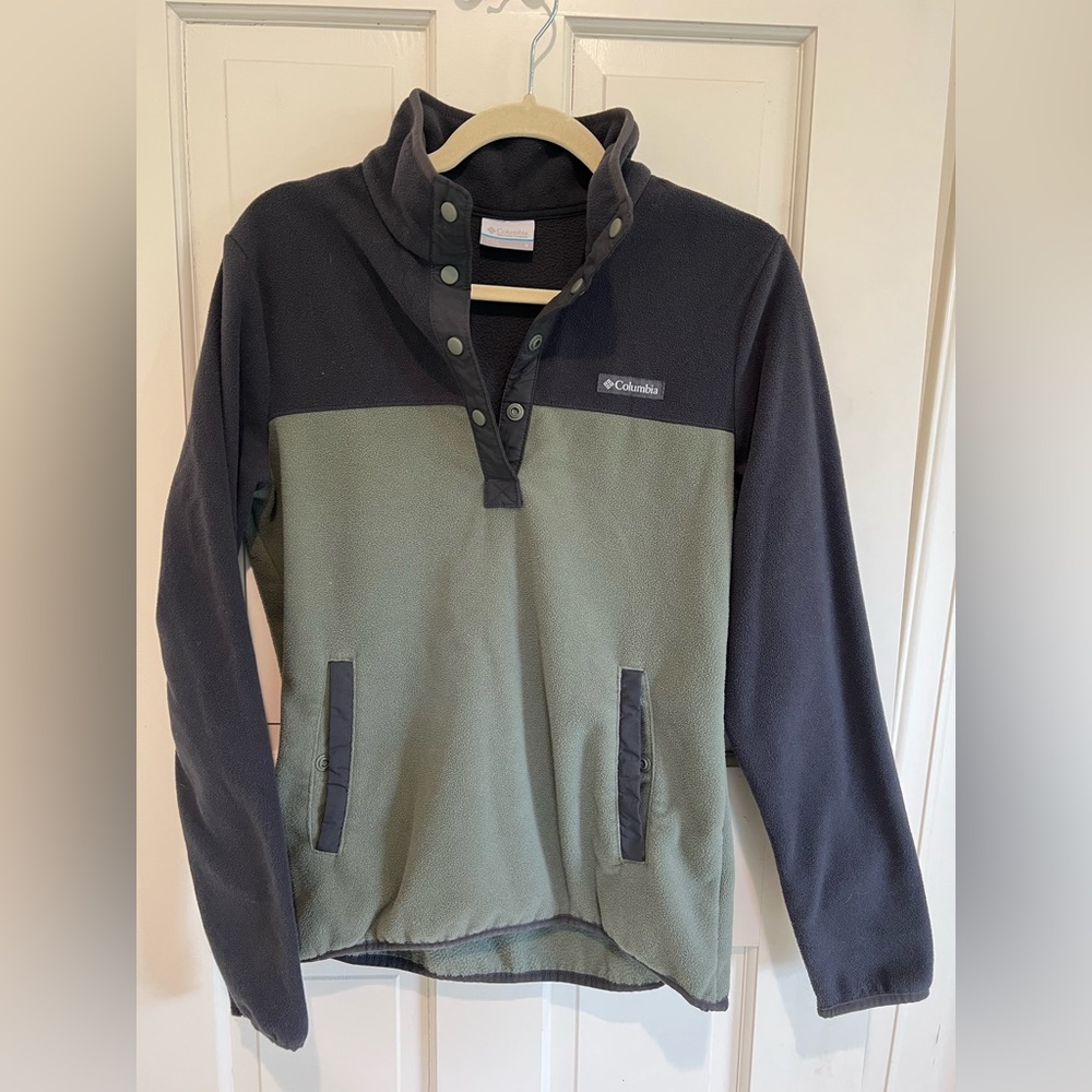 Columbia dark gray / green fleece sweater size S